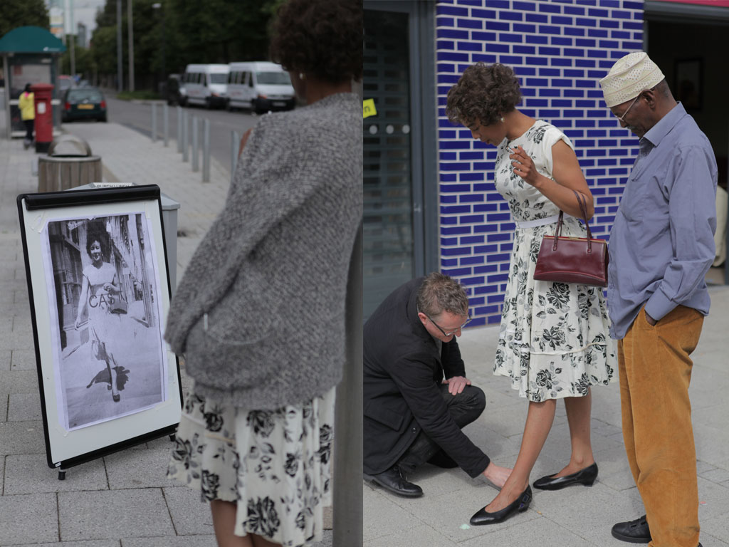 <i><b>Image:</b></i> <i>Statues</i>, a participatory film project produced by Janet Hodgson with Butetown Residents @Loudoun Square, Butetown, Cardiff, 2012. Photograph by Victoria Rodway © CCHA