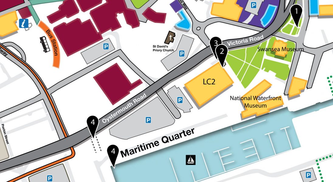 <b><i>Plan showing locations of artworks along Swansea Boulevard</i></b> 